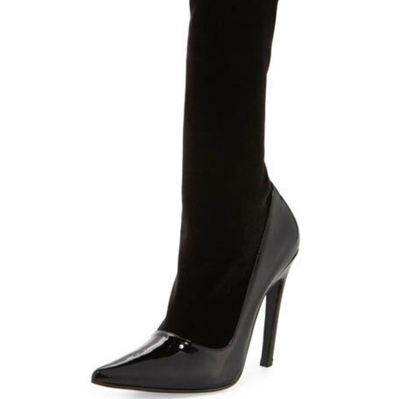 Balenciaga Velvet & Patent Mid-Calf 110mm Boots - Picture 1 of 5